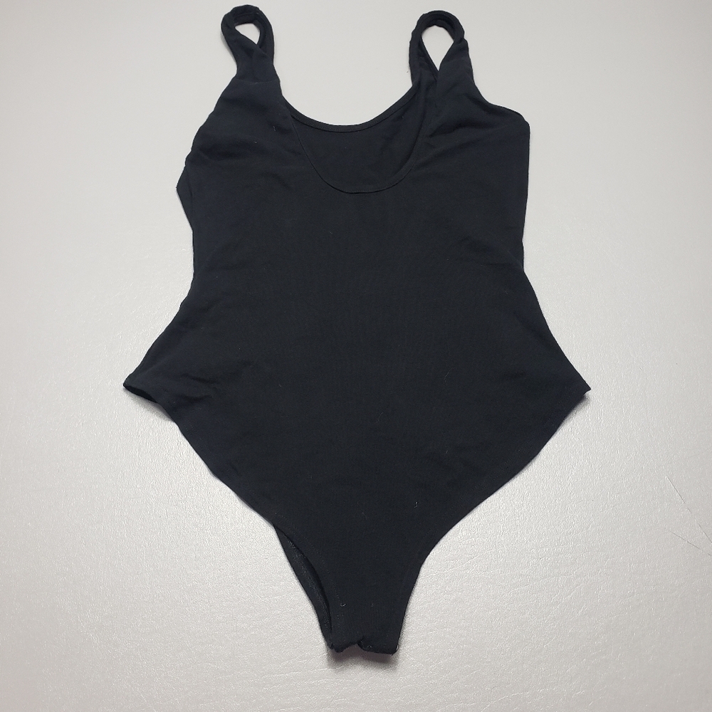 fashion love solid black tank top bodysuit women's size large